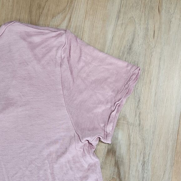 🐞Full Tilt Dusty Pink Short Sleeve Vneck Top Medium - Picture 7 of 11